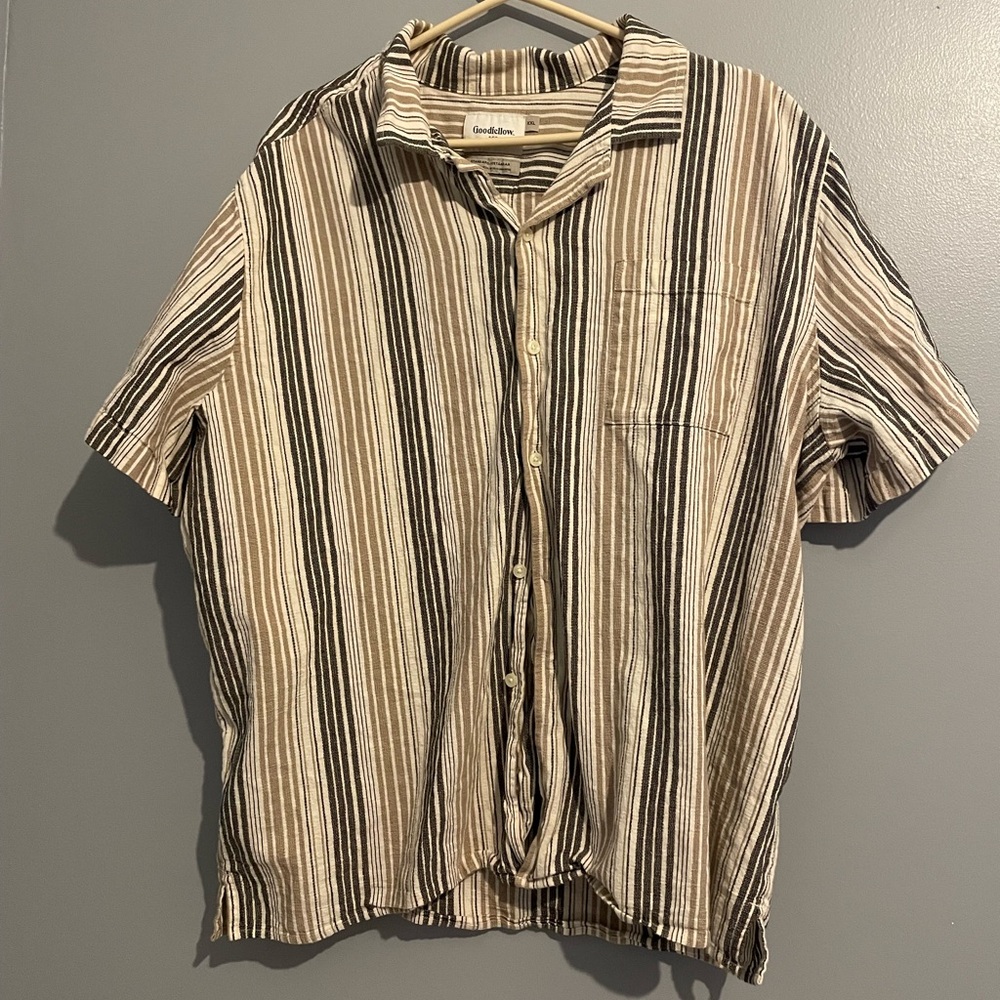 Men’s Stripped Collared Button-Down Shirt Goodfellow & Co XXL